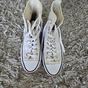 Platform Converse High-Top Canvas Sneakers in Off-White